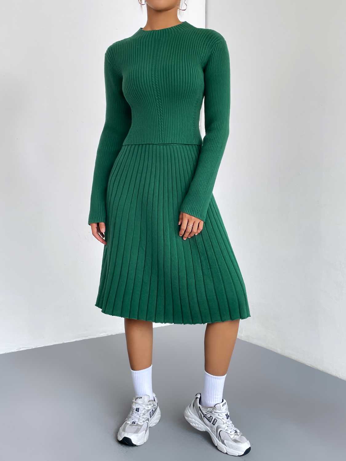 Rib-Knit Sweater and Skirt Set